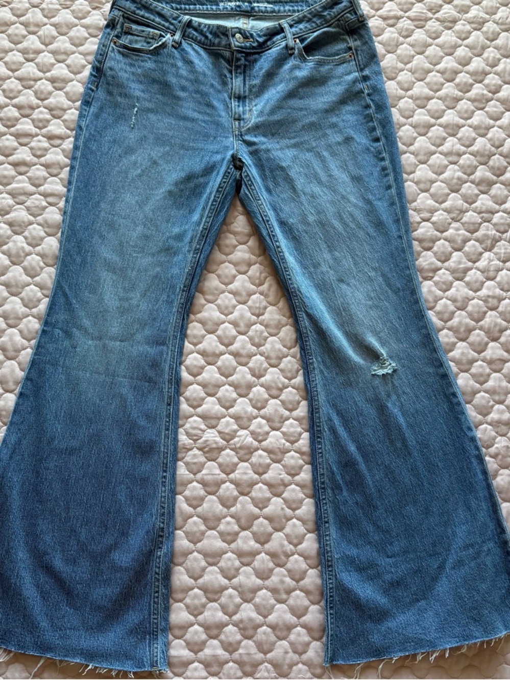 Old Navy Mid Rise Super Flare Raw Hem